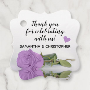 Etiquetas Para Lembrancinhas Casamento de Rosa Roxo Elegante Lilac Obrigado
