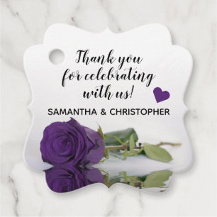 Etiquetas Para Lembrancinhas Casamento de Rosa Roxo Real Elegante Obrigado