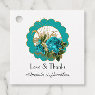 Etiquetas Para Lembrancinhas Casamento de Rosas de Deco de Arte de Paris Teal e