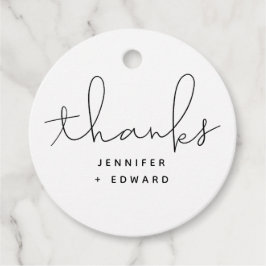 Etiquetas Para Lembrancinhas Casamento de Script Moderno Preto e Branco