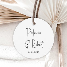 Etiquetas Para Lembrancinhas Casamento de Script Preto com Nomes Mínimos Elegan