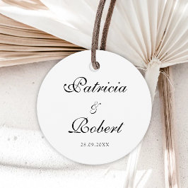 Etiquetas Para Lembrancinhas Casamento de Script Preto com Nomes Mínimos Elegan