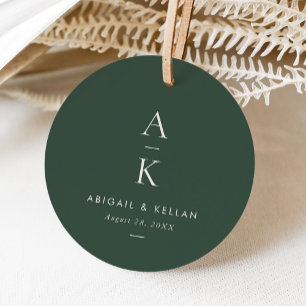 Etiquetas Para Lembrancinhas Casamento de Tom Terrestre em Monograma Verde Mode