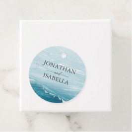 Etiquetas Para Lembrancinhas Casamento de verão pelo mar azul ondulado, ombre o