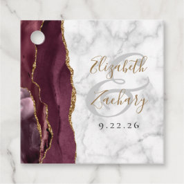 Etiquetas Para Lembrancinhas Casamento Dourado Agate Marble Burgundy