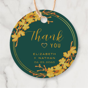 Etiquetas Para Lembrancinhas Casamento Dourado Clássico Emerald Green - Obrigad