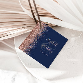 Etiquetas Para Lembrancinhas Casamento Dourado com Glitter Azul-Rosa Marinho Mo