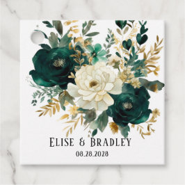 Etiquetas Para Lembrancinhas Casamento Dourado de Peonies Emerald Green e White