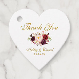 Etiquetas Para Lembrancinhas Casamento Dourado Floral De Burgundy Obrigado Cora