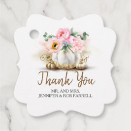 Etiquetas Para Lembrancinhas Casamento Dourado Floral Moderno de Pumpkin Branco