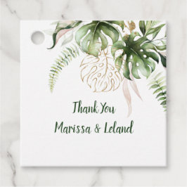 Etiquetas Para Lembrancinhas Casamento Dourado Floral Tropical de Monstera Blus