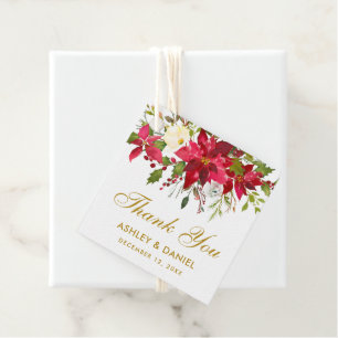 Etiquetas Para Lembrancinhas Casamento Dourado Praça Floral Poinsettia Obrigado