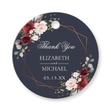 Casamento Elegante Azul-Borgonha Geométrica de Cob