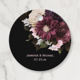 Etiquetas Para Lembrancinhas Casamento Elegante de Blush Pink e Buquê Burgundy 