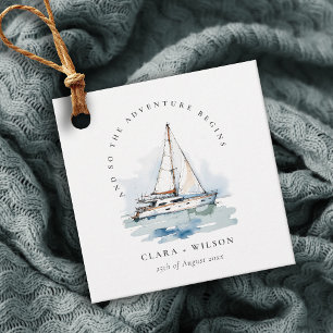 Etiquetas Para Lembrancinhas Casamento Elegante Dusky Sailboat Yacht Seascape