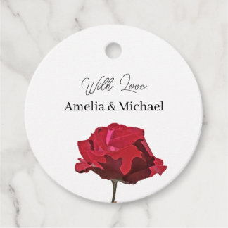 Etiquetas Para Lembrancinhas Casamento Elegante Rosa Vermelha