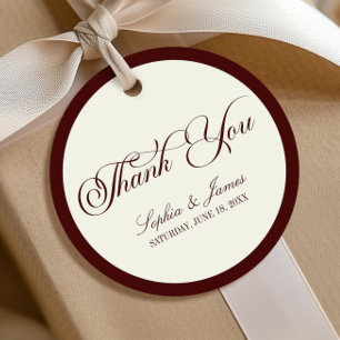 Etiquetas Para Lembrancinhas Casamento Elegante Vintage Marfim Burgundy Escuro