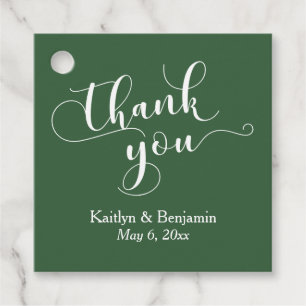 Etiquetas Para Lembrancinhas Casamento Elegante White em Hunter Green Obrigado