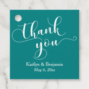 Etiquetas Para Lembrancinhas Casamento Elegante White em Teal Obrigado