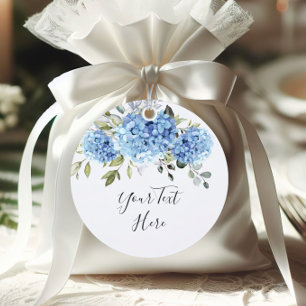 Etiquetas Para Lembrancinhas Casamento Eucalyptus com Hydrangea Azul Elegante