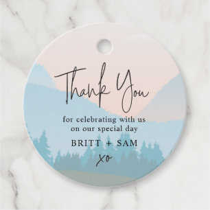 Etiquetas Para Lembrancinhas Casamento Exterior da Cena de Montanha em Aquarela