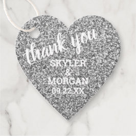 Etiquetas Para Lembrancinhas Casamento Faux Silver Glitter Elegante Obrigado