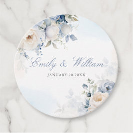 Etiquetas Para Lembrancinhas Casamento Floral Azul-Dusty, Elegante