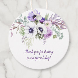 Etiquetas Para Lembrancinhas Casamento Floral Branco com Lavanda Roxa |