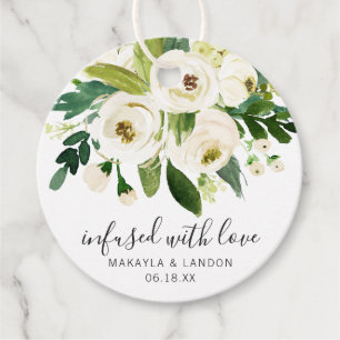 Etiquetas Para Lembrancinhas Casamento Floral Branco Elegante com Amor