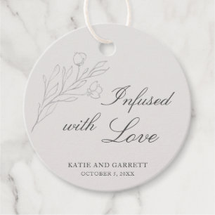 Etiquetas Para Lembrancinhas Casamento Floral Cinza Elegante Infundido Com Amor