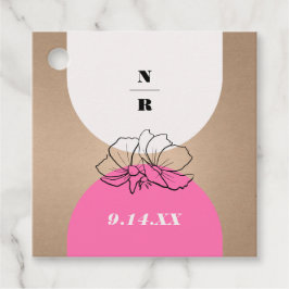 Etiquetas Para Lembrancinhas Casamento Floral com Arca Rosa Monograma