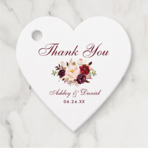 Etiquetas Para Lembrancinhas Casamento Floral da Watercolor Burgundy Obrigado C