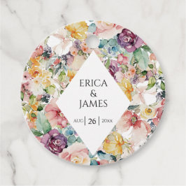 Etiquetas Para Lembrancinhas Casamento Floral de Aquarela Elegante