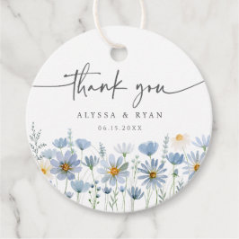 Etiquetas Para Lembrancinhas Casamento Floral de Flor Silvestre Azul Empoeirado