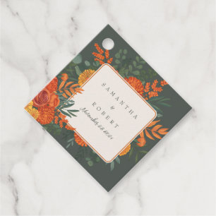 Etiquetas Para Lembrancinhas Casamento Floral de Fronteira Elegante Terracotta 