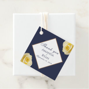 Etiquetas Para Lembrancinhas Casamento Floral de Rosa Amarela Elegante Obrigado