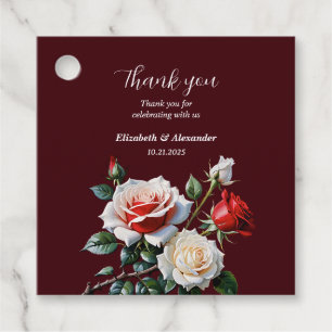 Etiquetas Para Lembrancinhas Casamento floral de rosas vermelhas brancas cor-de