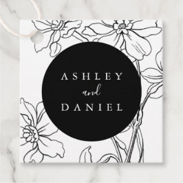 Etiquetas Para Lembrancinhas Casamento Floral Moderno Negro e Branco