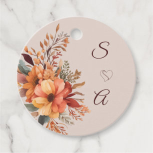 Etiquetas Para Lembrancinhas Casamento Floral Monograma Rústico em Aquarela de