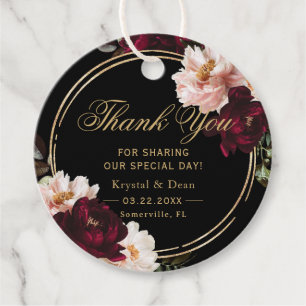 Etiquetas Para Lembrancinhas Casamento Floral Preto Burgundy Blush Sombrio