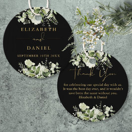 Etiquetas Para Lembrancinhas Casamento Floral Preto e Dourado de Agradecimento