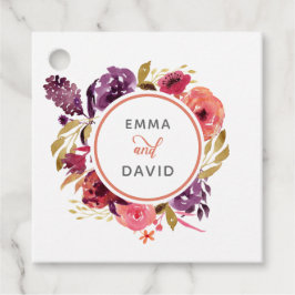 Etiquetas Para Lembrancinhas Casamento Floral Rustic Watercolor Pink e Purple