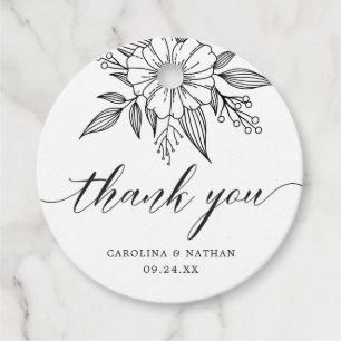 Etiquetas Para Lembrancinhas Casamento Floral Simples E Elegante Obrigado Negro