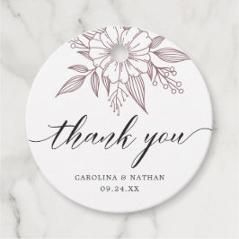 Etiquetas Para Lembrancinhas Casamento Floral Simples Elegante Obrigado Mauve