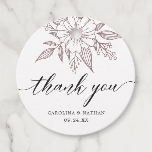 Etiquetas Para Lembrancinhas Casamento Floral Simples Elegante Obrigado Mauve