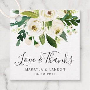 Etiquetas Para Lembrancinhas Casamento Floral Verde Elegante com Aquarela Branc