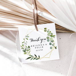 Etiquetas Para Lembrancinhas Casamento geométrico Dourado da Caligrafia Verde T