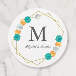 Etiquetas Para Lembrancinhas Casamento Geométrico Laranja Teal Floral