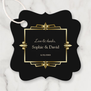 Etiquetas Para Lembrancinhas Casamento Glam Royal Dourado Preto Art Déco 20