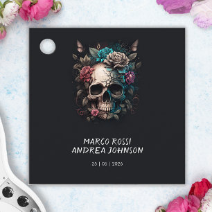 Etiquetas Para Lembrancinhas Casamento Gótico Roll e Tatuagem do Crânio